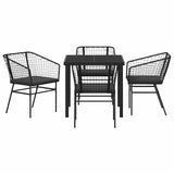 Garden Dining Set 5 pcs Black Poly Rattan 3380905