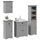 4 Piece Bathroom Furniture Set BODO Grey Solid Wood Pine 3307652