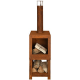 ZNTS Esschert Design Outdoor Fireplace with Firewood Storage Rust FF298 421282