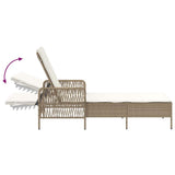 Sun Lounger Beige and Cream White 55 x 200 x 92 cm Poly Rattan 365429