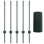 Fence with Posts Green 0.8 x 10 m Steel 3335966