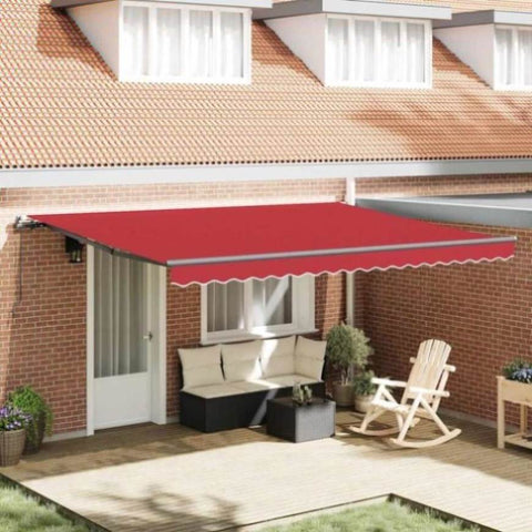 Retractable Awning Red Manual Red 450 x 350 cm Fabric 3331173