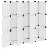 ZNTS Storage Cube Organiser with 9 Cubes and Doors Transparent PP 340557