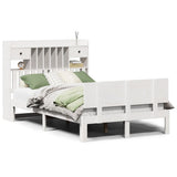 Bookcase Bed without Mattress White 135x190 cm Double Solid Wood Pine 3322683