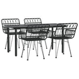 5 Piece Garden Dining Set Black Poly Rattan 3157869