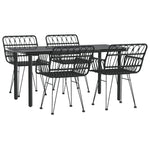 5 Piece Garden Dining Set Black Poly Rattan 3157869