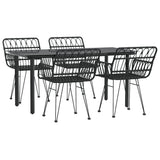 5 Piece Garden Dining Set Black Poly Rattan 3157869
