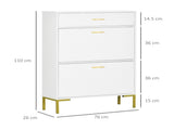 Three Drawer Slim Shoe Storage Cabinet, 12 Shoe Pairs - White T3398P343165