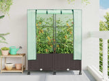 Garden Planter with Greenhouse Cover&Wheels 2 pcs Brown PP 3422979
