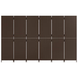 Room Divider 6 Panels Brown Poly Rattan 365353