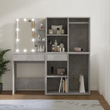 LED Dressing Table with 2 Cabinets Concrete Grey Engineered Wood 3082030