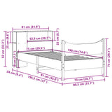 Bed Frame without Mattress Wax Brown 75x190 cm Small Single Solid Wood Pine 3323325