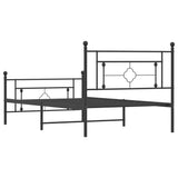 Metal Bed Frame without Mattress with Footboard Black 107x203cm 374353
