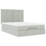 ZNTS Ottoman Bed with Mattresses Light Grey 140x200cm Velvet 3313475