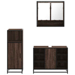 3 Piece Bathroom Furniture Set Brown Oak Engineered Wood 3301004