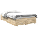 ZNTS Bed Frame without Mattress with Drawers Double Engineered Wood 3345114