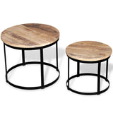 Two Piece Coffee Table Set Rough Mango Wood Round 40 cm/50 cm 244006