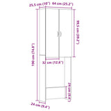 Washing Machine Cabinet Black Oak 64x25.5x190 cm 862064