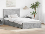Bed Frame Concrete Grey and Silver 75 x 190 cm Engineered Wood 3410376