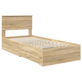 Bed Frame with Drawer Sonoma Oak 100 x 200 cm Engineered Wood 3408301
