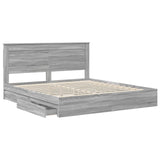 Storage Bed Grey Sonoma 200 x 200 cm Engineered Wood 3410223