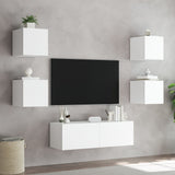 5 Piece TV Wall Cabinets with LED Lights White 3216860
