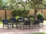 Garden Dining Set with Cushion 7 pcs Grey and Black Rattan 3380250