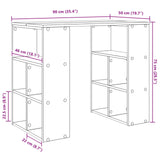 Desk with Shelf Black Oak 90 x 50 x 75 cm Engineered Wood 869507