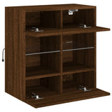 TV Wall Cabinet with LED Lights Brown Oak 58.5x30x60.5 cm 837098