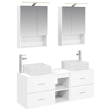 Bathroom Furniture Set 5 pcs White Engineered Wood and Glass 3406759
