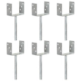 Fence Anchors 6 pcs Silver 12x6x30 cm Galvanised Steel 145320