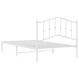 Bed Frame White Powder-Coated Steel Single Bed Frame 373833