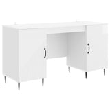 Desk High Gloss White 142.5 x 50 x 75 cm Engineered Wood 3414607