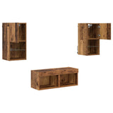 TV Wall Cabinets Wall-mounted 4 pcs Old Wood Engineered Wood 3402914