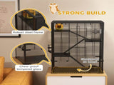 Four-Tier Hamster Cage with Deep Tempered Glass Bottom, Hut, Running Wheel, Food Dish, Water Bottle, T3398P350102