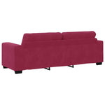 Sofa Set with Cushion 3 pcs Wine Red 221 x 78 x 80 cm Velvet 3324643