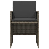 3 Piece Bistro Set with Cushions Grey Poly Rattan 365067