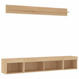 5 Piece TV Wall Units with LED Sonoma Oak Engineered Wood 3216684