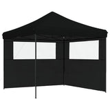 ZNTS Foldable Party Tent Pop-Up with 2 Sidewalls Black 4004927