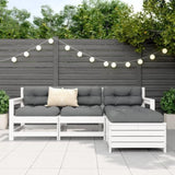 Garden Sofa Set White Solid Pine Wood, Plywood 4 Piece Set 3250801