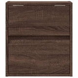 ZNTS Wall-mounted Bedside Cabinets with LED Lights 2 pcs Brown Oak 3307974