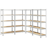5-Layer Heavy-duty Shelves 4 pcs Silver Steel&Engineered Wood 3307598