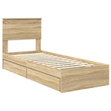 Storage Bed with Drawer Sonoma Oak 75 x 190 cm Engineered Wood 3410849