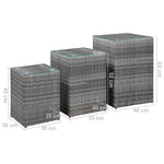 Side Tables 3 pcs with Glass Top Grey Poly Rattan 46985