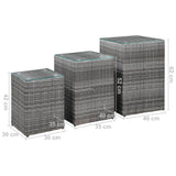 Side Tables 3 pcs with Glass Top Grey Poly Rattan 46985