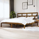 Bed Frame Honey brown Solid Pine Wood 200x200 cm Bed Frame 3101241