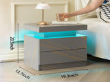 Nightstand LED Bedside Table Cabinet Lights Modern End Side with 2 Drawers for Bedroom T3272P355457
