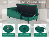 Velvet Chaise Lounge Sofa with Storage, Upholstered Chaise lounge Couch with Pillow for Living Room, N652P201198N