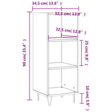 Sideboard High Gloss White 34.5x32.5x90 cm Engineered Wood 828726