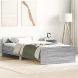 Bed Frame without Mattress Grey Sonoma 75x190 cm Small Single Engineered Wood 835951